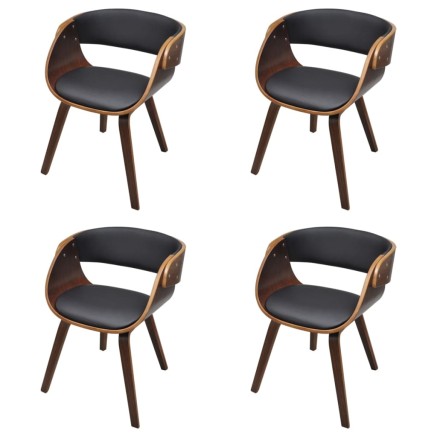 Chaises à manger lot de 4 marron bois courbé et similicuir 2
