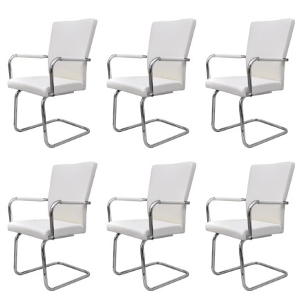 Chaises à manger cantilever lot de 6 blanc similicuir 2