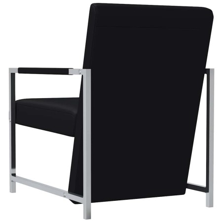 Fauteuils lot de 2 avec cadre chromé noir similicuir