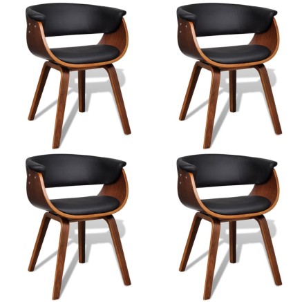 Chaises à manger lot de 4 bois courbé et similicuir 2