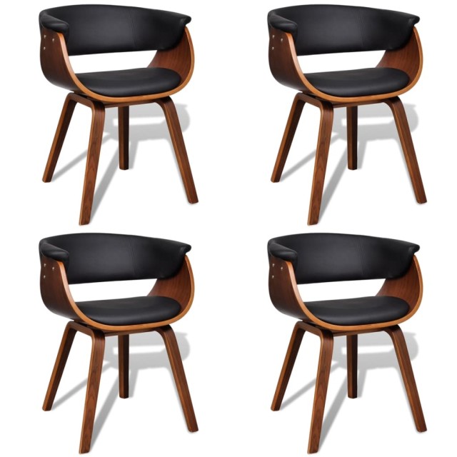 Chaises à manger lot de 4 bois courbé et similicuir