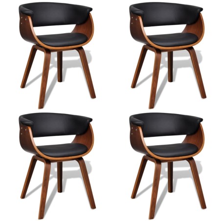 Chaises à manger lot de 4 bois courbé et similicuir