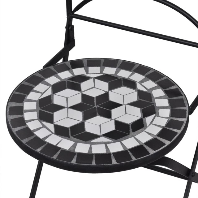 Mobilier de bistro 3 pcs Carreaux céramiques Noir et blanc