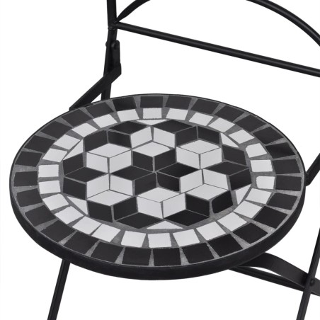 Mobilier de bistro 3 pcs Carreaux céramiques Noir et blanc