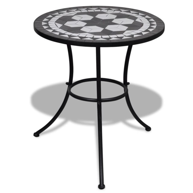 Mobilier de bistro 3 pcs Carreaux céramiques Noir et blanc