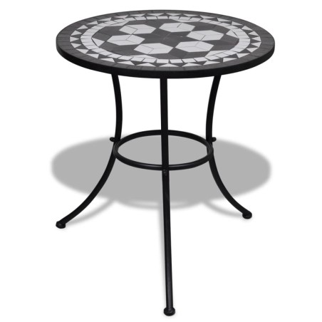 Mobilier de bistro 3 pcs Carreaux céramiques Noir et blanc