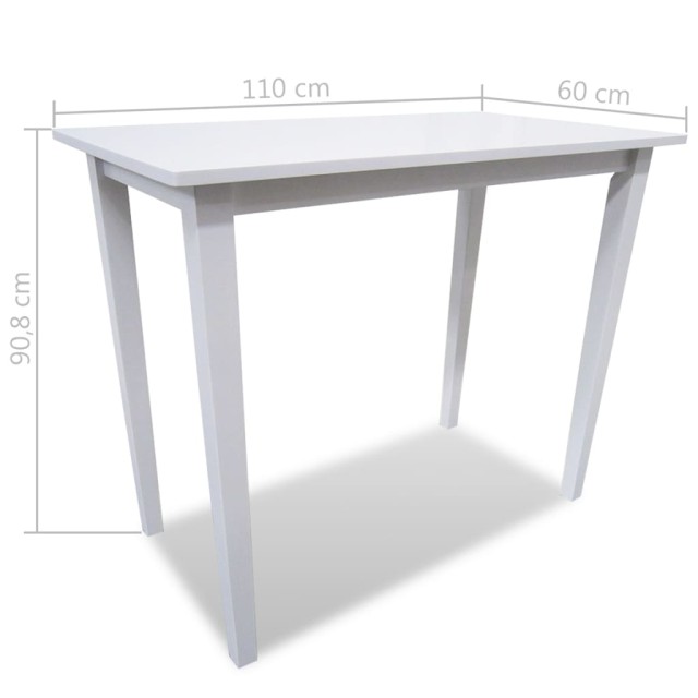 Set table et 4 chaises de bar en bois coloris blanc