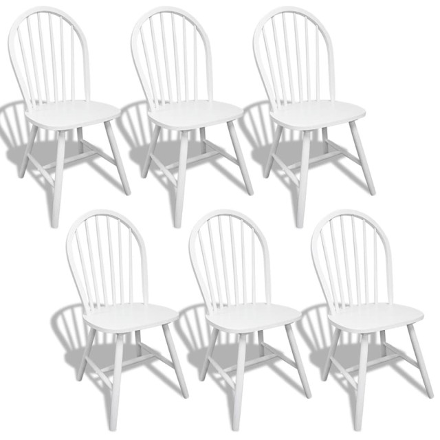Chaises à manger lot de 6 blanc bois d'hévéa solide