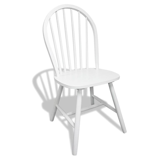 Chaises à manger lot de 6 blanc bois d'hévéa solide
