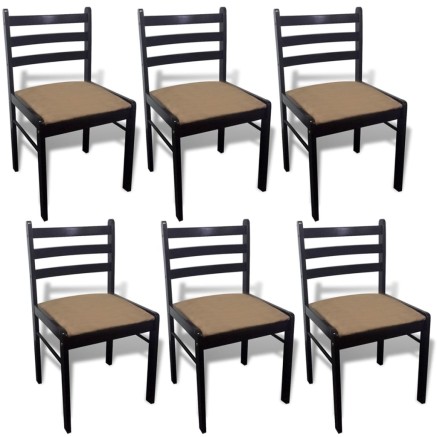 Chaises à manger lot de 6 marron bois solide et velours 2