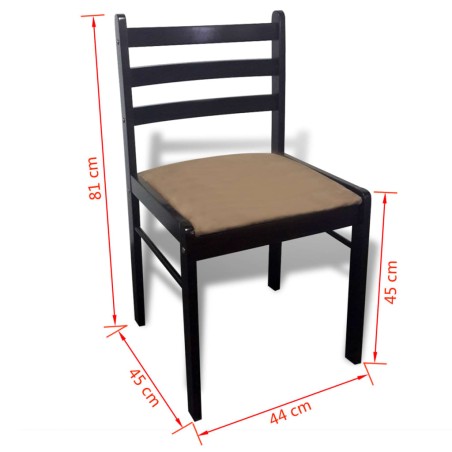 Chaises à manger lot de 6 marron bois solide et velours