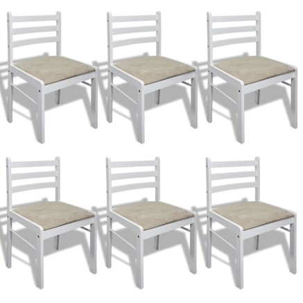 Chaises à manger lot de 6 blanc bois solide et velours 2