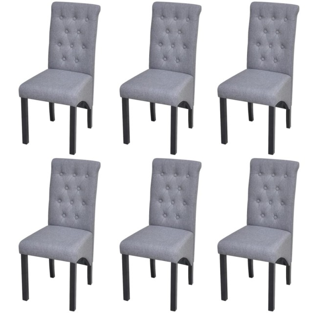 Chaises à manger lot de 6 gris clair tissu
