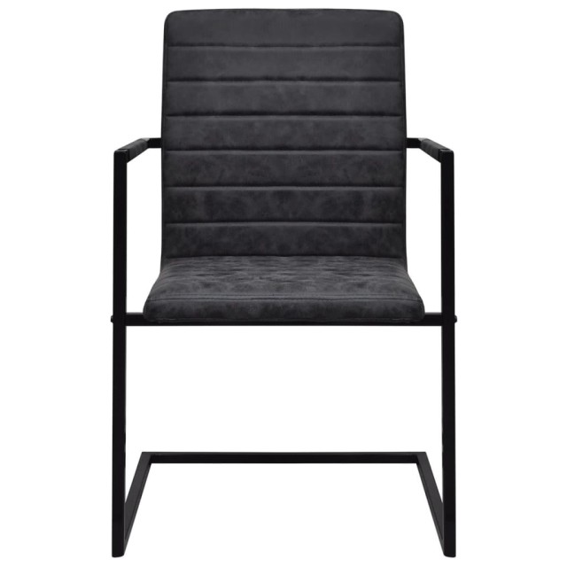 Chaises à manger cantilever lot de 4 noir similicuir