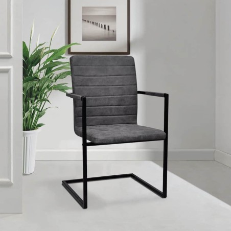 Chaises à manger cantilever lot de 6 gris foncé similicuir