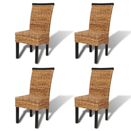 Chaises à manger lot de 4 bois solide de manguier et abaca 2