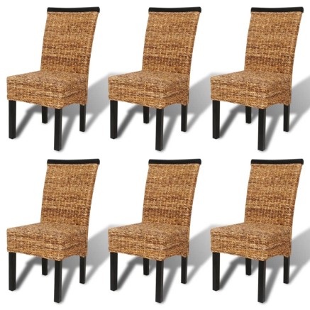 Chaises à manger lot de 6 bois solide de manguier et abaca 2