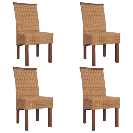 Chaises à manger lot de 4 marron rotin naturel