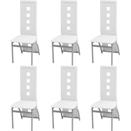 Chaises à manger lot de 6 blanc similicuir