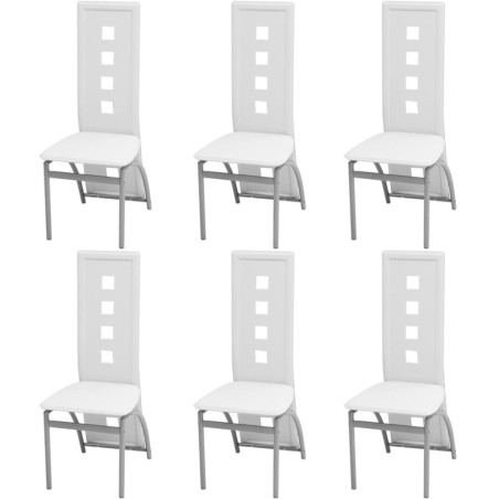 Chaises à manger lot de 6 blanc similicuir