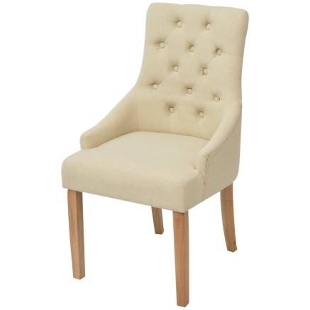 Chaises à manger lot de 6 crème tissu 2