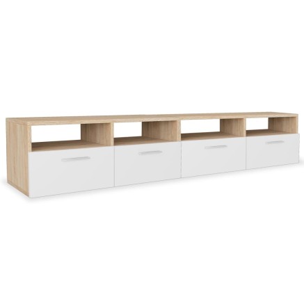 Meubles TV 2 pcs Bois d’ingénierie 95x35x36 cm Chêne et blanc 2