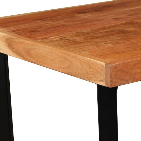 Ensemble de bar 3 pcs Bois d'acacia massif et cuir véritable