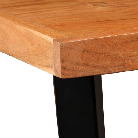 Ensemble de bar 3 pcs Bois d'acacia massif et cuir véritable