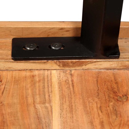 Ensemble de bar 3 pcs Bois d'acacia massif et cuir véritable