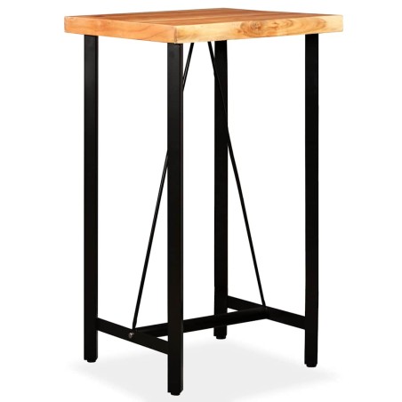 Ensemble de bar 3 pcs Bois d'acacia massif et cuir véritable