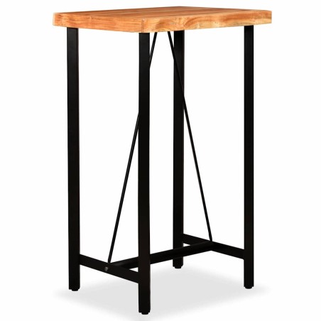 Ensemble de bar 3 pcs Bois d'acacia massif et cuir véritable