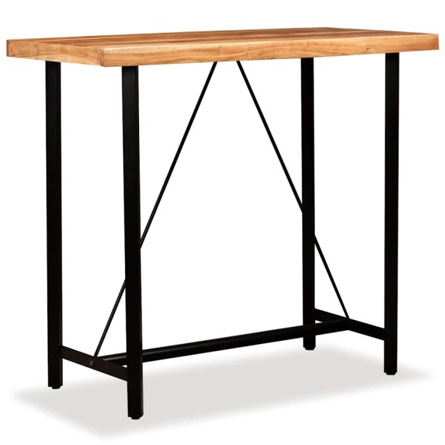 Ensemble de bar 5 pcs Bois d'acacia massif et cuir véritable