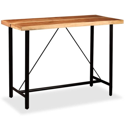 Ensemble de bar 7 pcs Bois d'acacia massif et cuir véritable 2