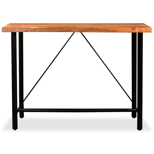 Ensemble de bar 7 pcs Bois d'acacia massif et cuir véritable