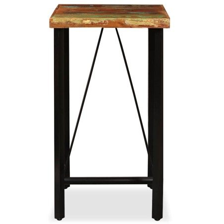 Ensemble de bar 3 pcs Bois massif recyclé et cuir véritable