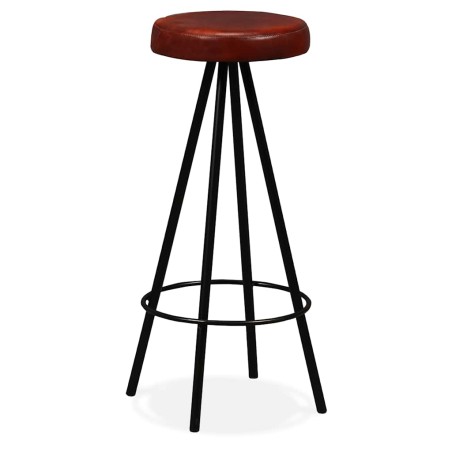 Ensemble de bar 3 pcs Bois massif recyclé et cuir véritable