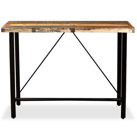 Ensemble de bar 5 pcs Bois massif recyclé et cuir véritable