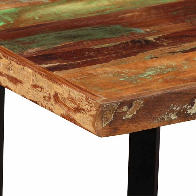 Ensemble de bar 5 pcs Bois massif recyclé et cuir véritable