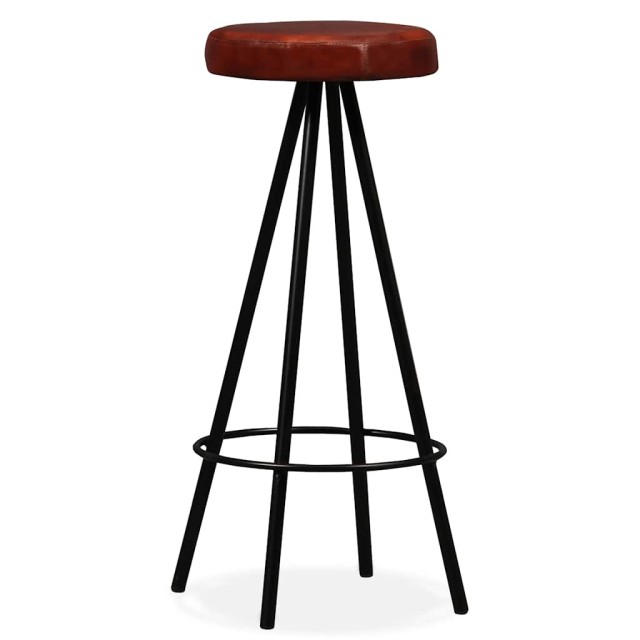 Ensemble de bar 5 pcs Bois massif recyclé et cuir véritable