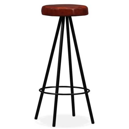 Ensemble de bar 5 pcs Bois massif recyclé et cuir véritable