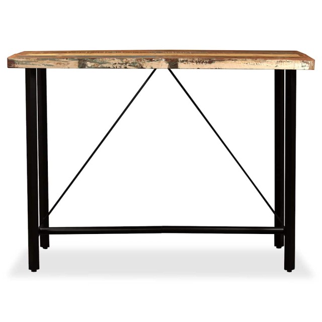 Ensemble de bar 7 pcs Bois massif recyclé et cuir véritable