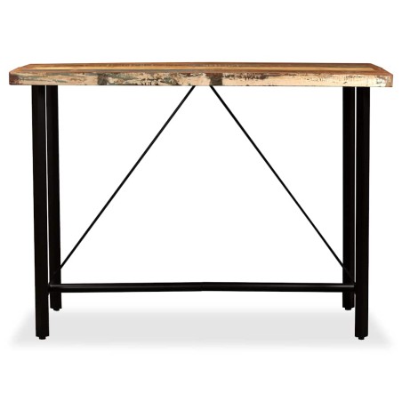 Ensemble de bar 7 pcs Bois massif recyclé et cuir véritable