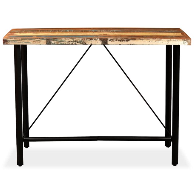 Ensemble de bar 7 pcs Bois de récupération Cuir véritable et toile