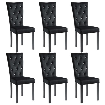 Chaises à manger lot de 6 noir velours 2