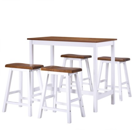 Table et tabouret de bar 5 pcs Bois massif 2