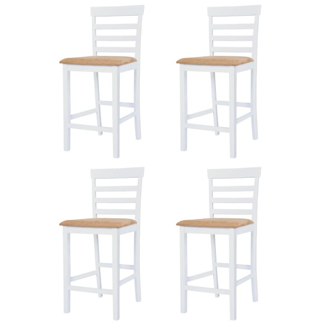 Table et chaises de bar 5 pcs Bois massif Marron et blanc
