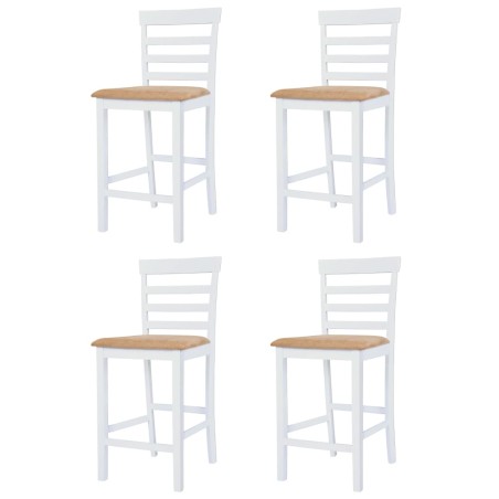 Table et chaises de bar 5 pcs Bois massif Marron et blanc
