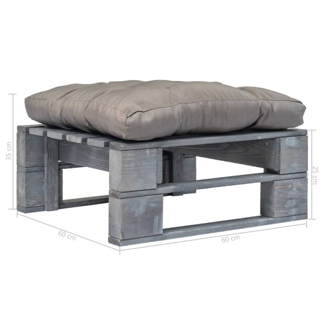 Repose-pied palette de jardin avec coussin en gris gris bois