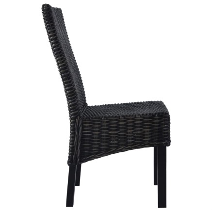 Chaises à manger lot de 6 noir rotin Kubu et bois de manguier 2