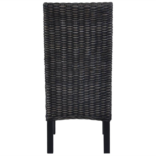 Chaises à manger lot de 6 noir rotin Kubu et bois de manguier